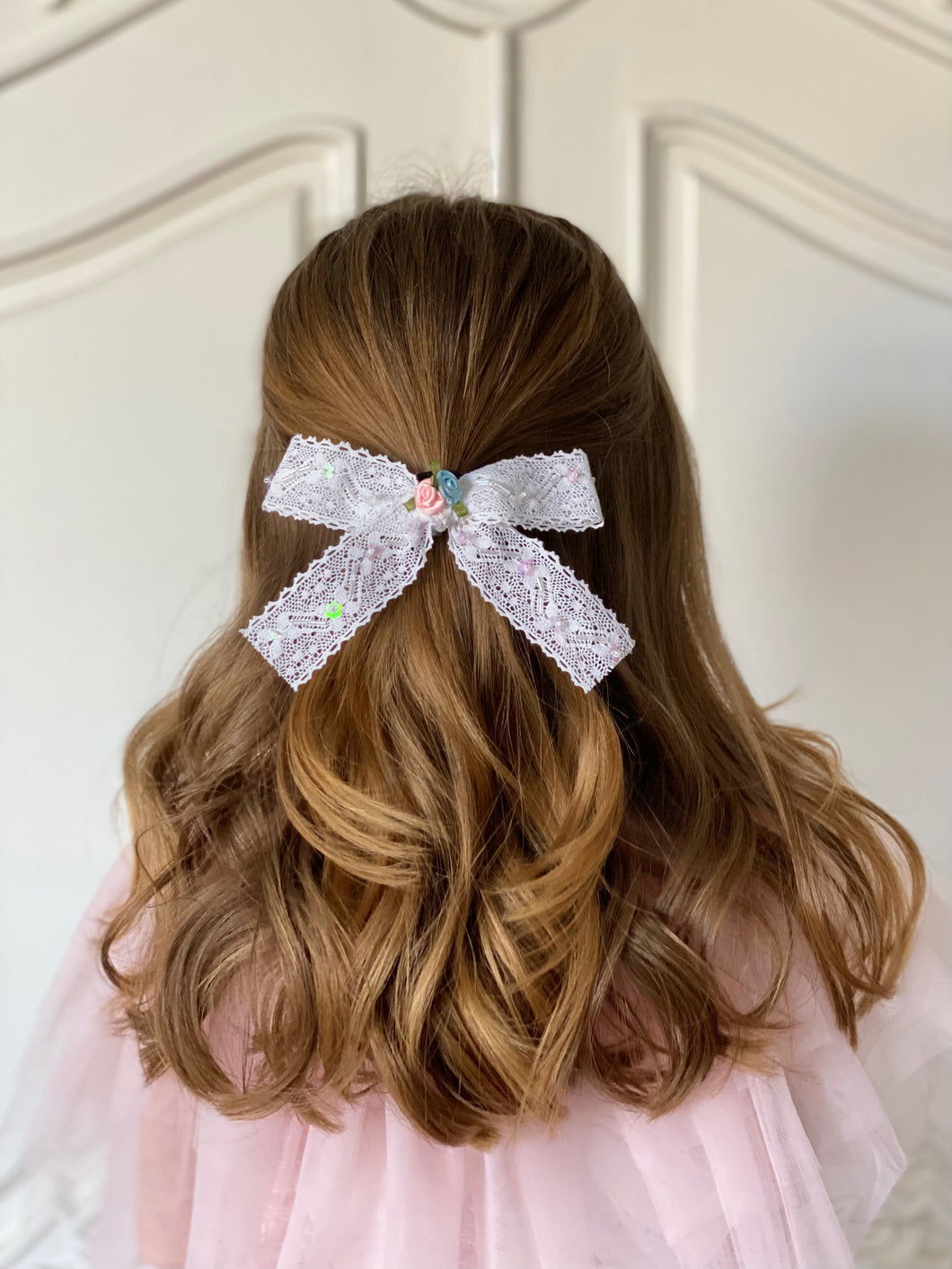 Rosebud Beaded Lace Oversized Bow