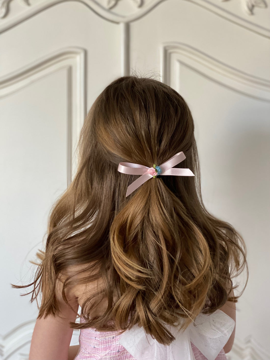 Rosebud Satin Hair Clip - Powder Pink