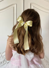 Load image into Gallery viewer, Rosebud Long Satin Bow - Lovely Lemon
