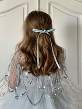 Load image into Gallery viewer, Rosebud Thin Long Satin Bow - Powder Blue
