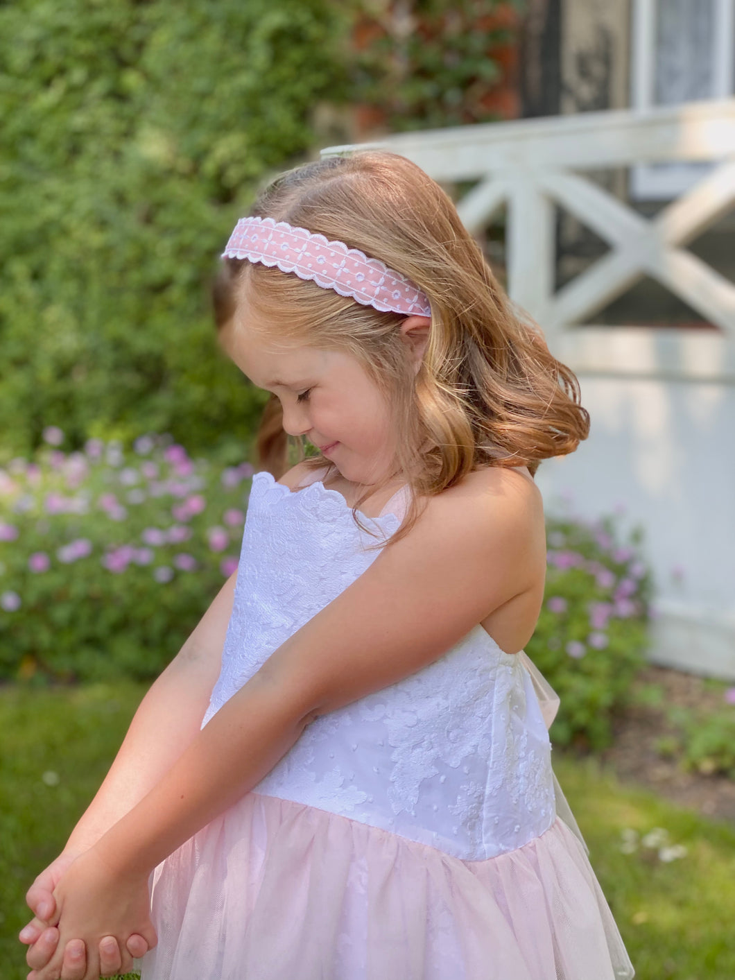 Lucy Embroidered Cotton Ribbon Headband