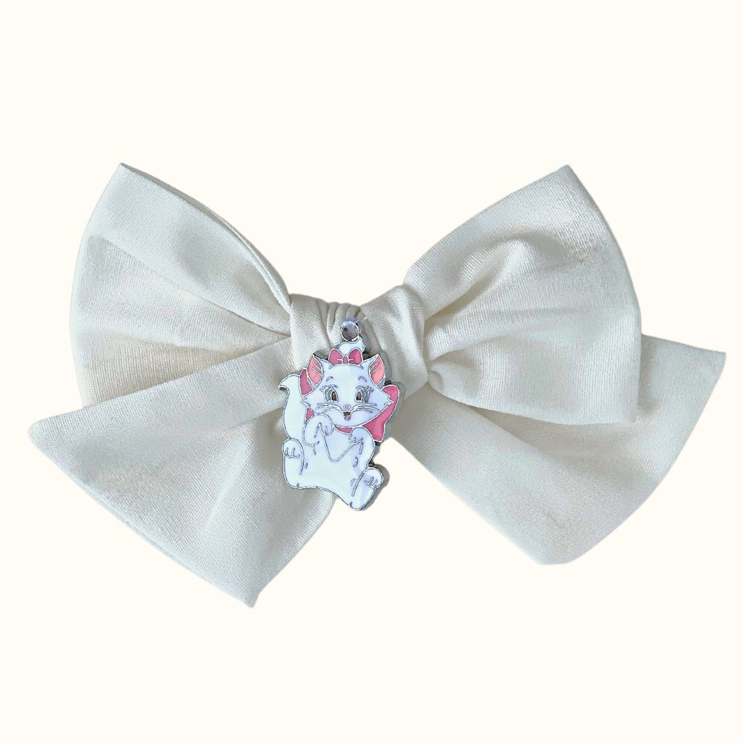 Limited Edition - Marie Kitten Cotton Bow Hair Clip in Milk