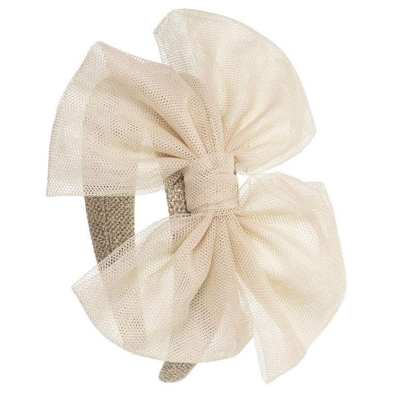 Oversized Tulle Bow Headband - Cream