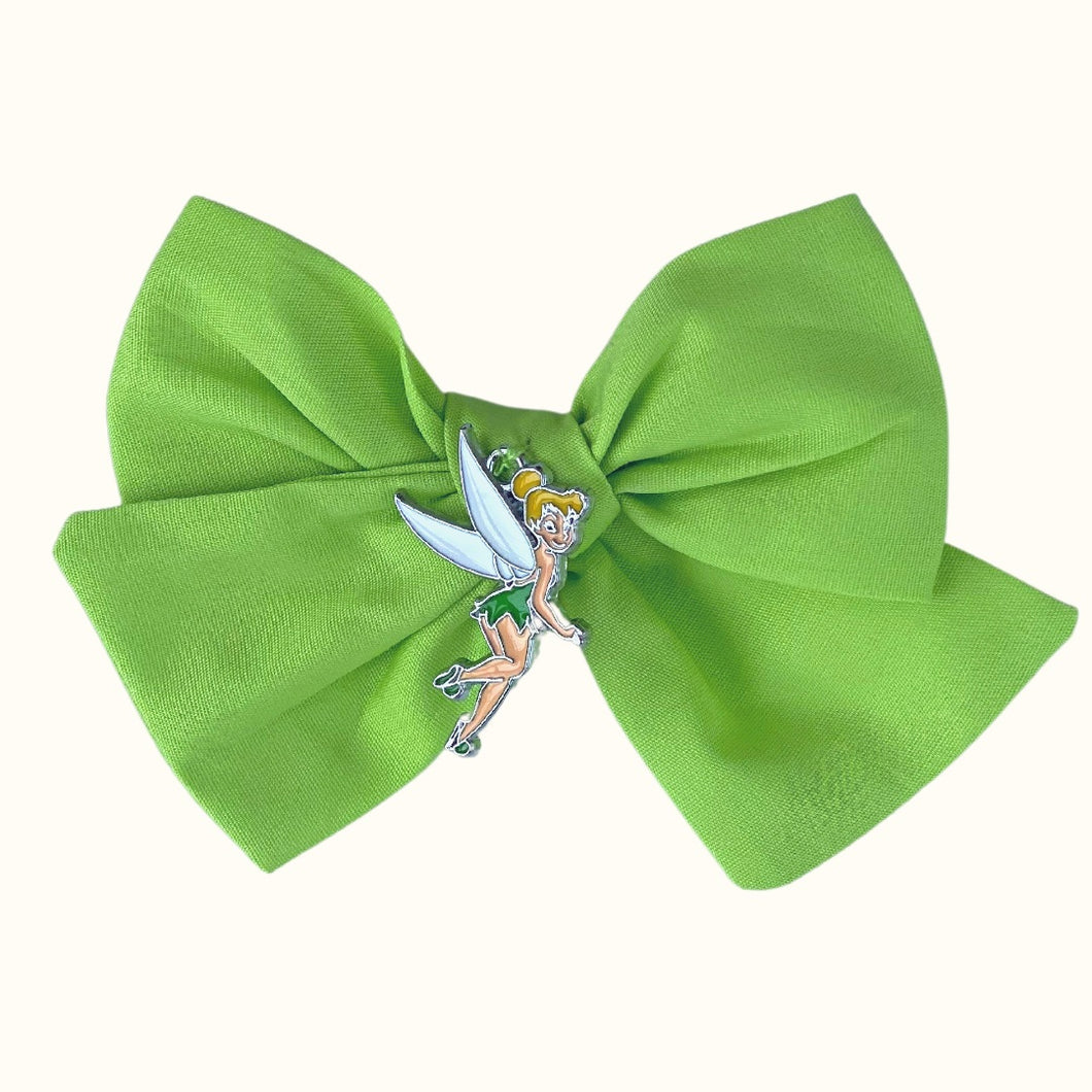 Limited Edition - Tinkerbell Pixie Cotton Bow Hair Clip in Lime