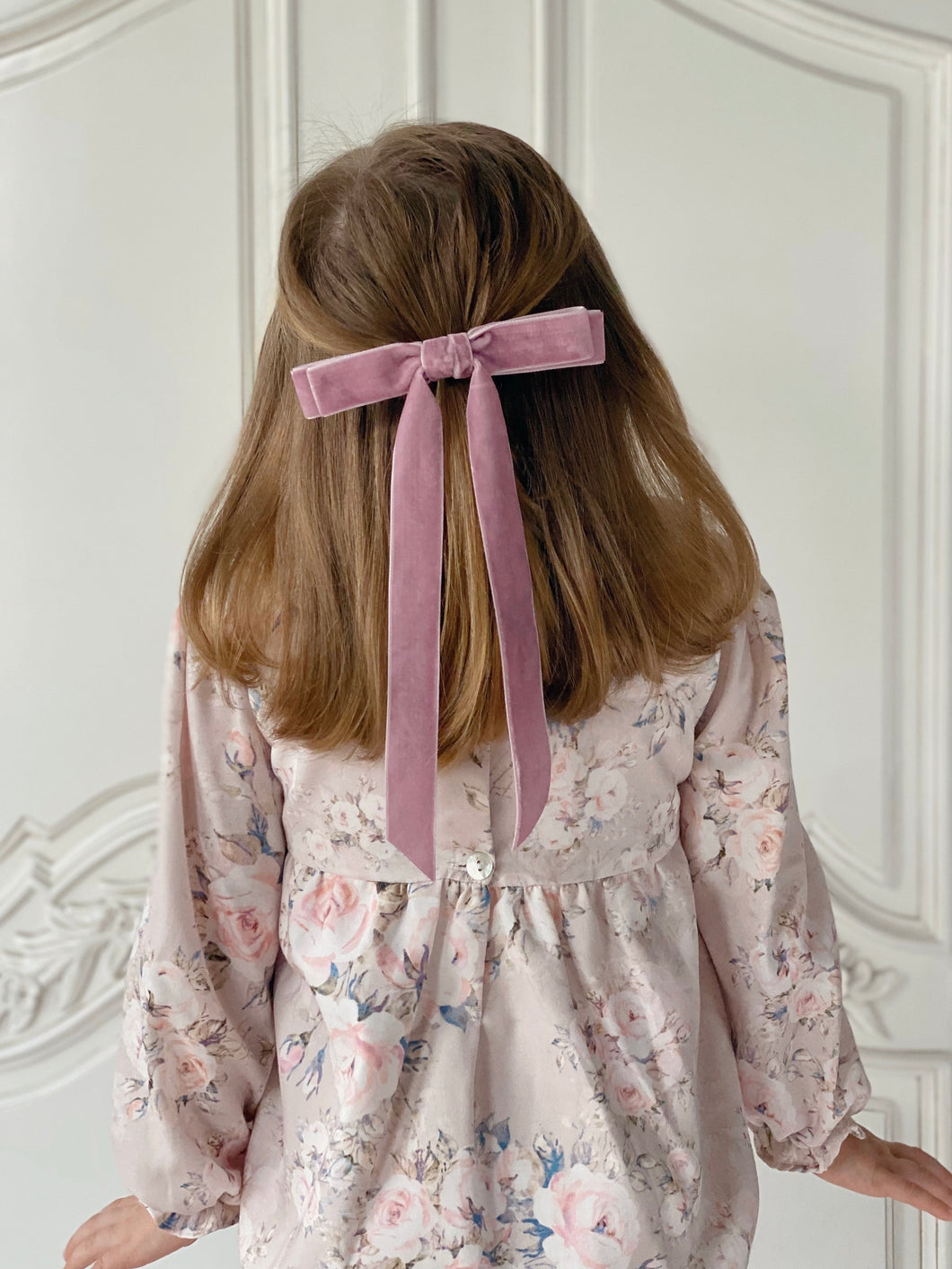 Velvet Long Bow Hair Clip - Lavender