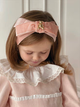 Load image into Gallery viewer, Anastasia Velvet Teddy Bear Headband - Salmon Pink
