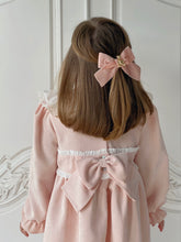 Load image into Gallery viewer, Anastasia Teddy Bear Oversized Velvet Bow - Salmon Pink
