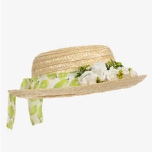 Загрузите изображение в программу просмотра галереи,Piccola Speranza Floral Straw Hat - Lime
