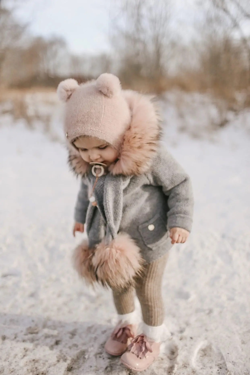 Petite Maison Kids Dusty Pink Cashmere Teddy Hat