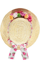 Load image into Gallery viewer, Piccola Speranza Floral Straw Hat - Strawberry
