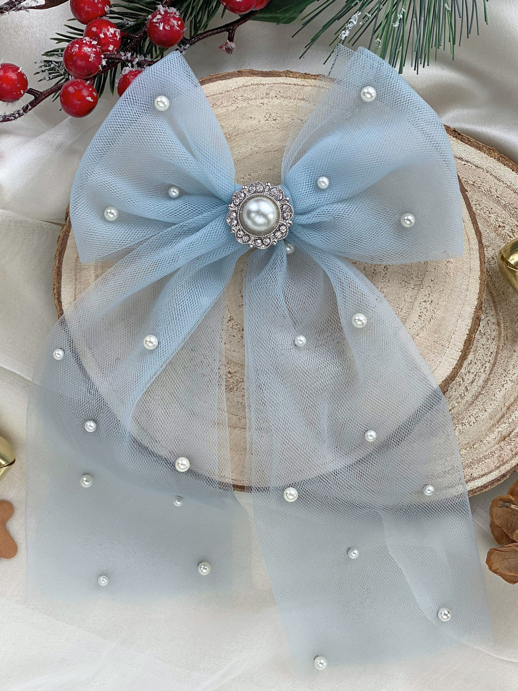 Narnia Embellished Pearl Tulle Bow