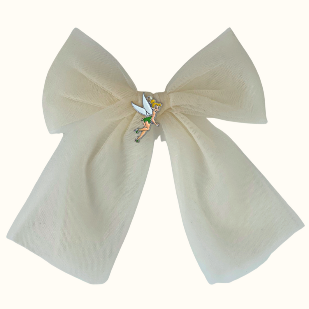 Tinkerbell Pixie Tulle Bow Hair Clip in Ivory