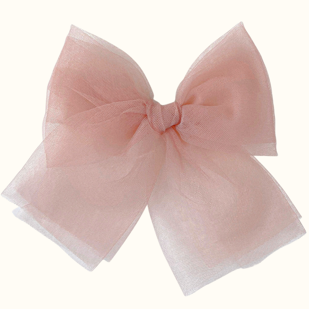 Odette Tulle Bow in Powder Puff - Hair Clip / Bag Bow