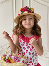 Load image into Gallery viewer, Piccola Speranza Floral Straw Hat - Strawberry
