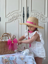 Load image into Gallery viewer, Anastasia Teddy Bear Straw Hat - Raspberry Pink
