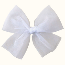 Load image into Gallery viewer, Odette Tulle Bow in White - Hair Clip / Bag Bow
