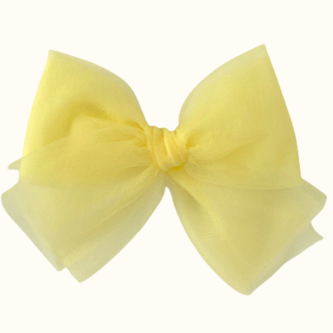 Odette Tulle Bow in Lemon - Hair Clip / Bag Bow