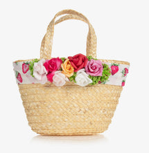 Cargue la imagen en el visor de la galería,Piccola Speranza Floral Straw Bag - Strawberry
