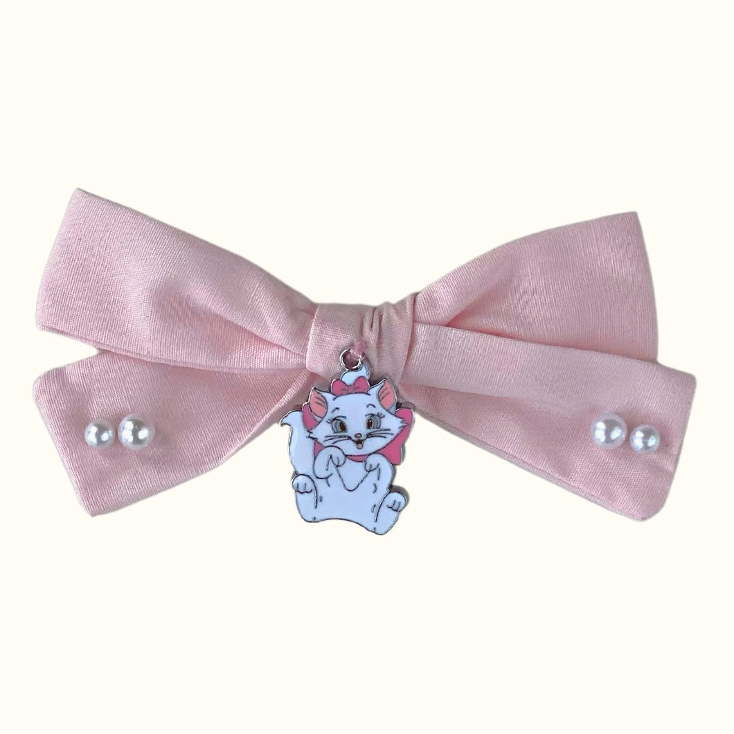 Limited Edition - Marie Kitten Loren Pearl Cotton Bow Hair Clip in Powder Pink