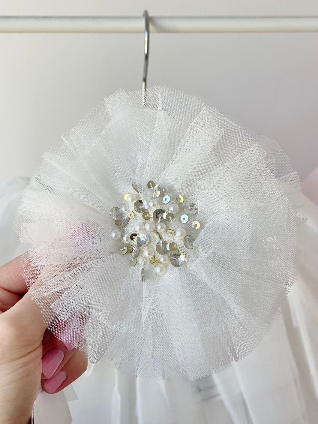 Oversized Tulle Hair Clip - White