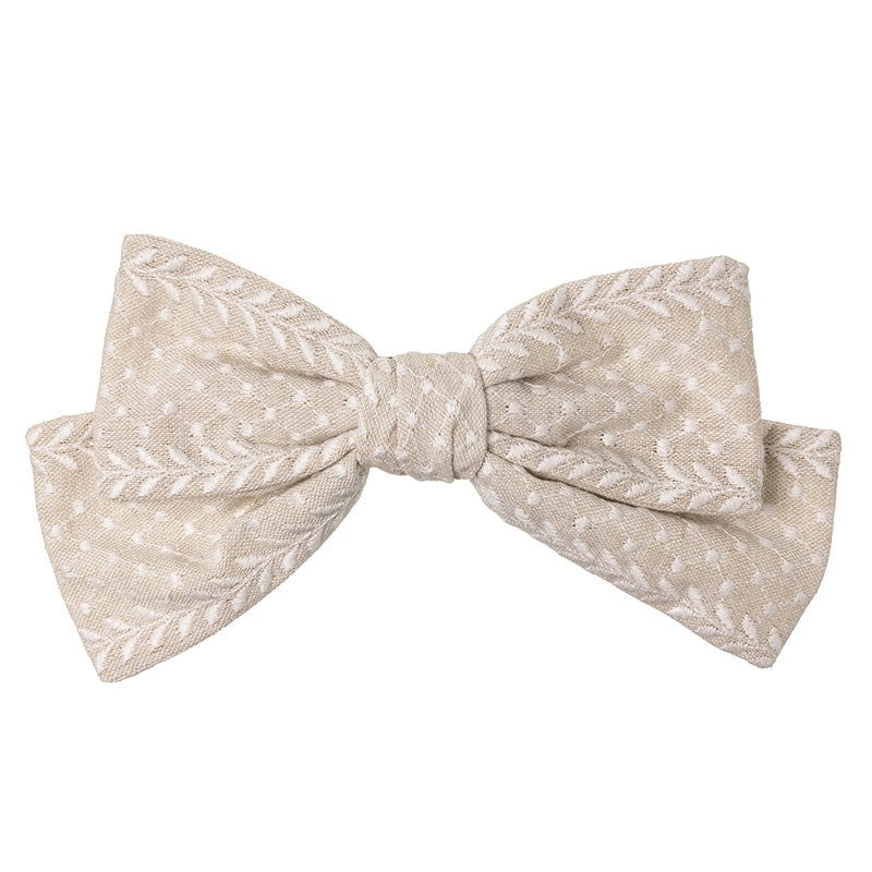 Embroidered Linen Oversized Hair Bow