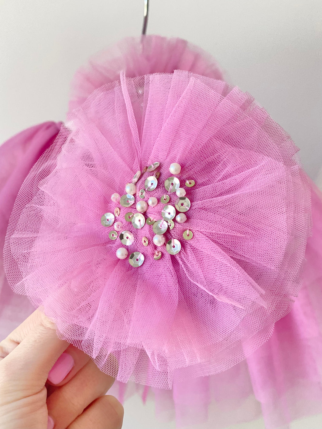 Oversized Tulle Hair Clip - Raspberry Pink