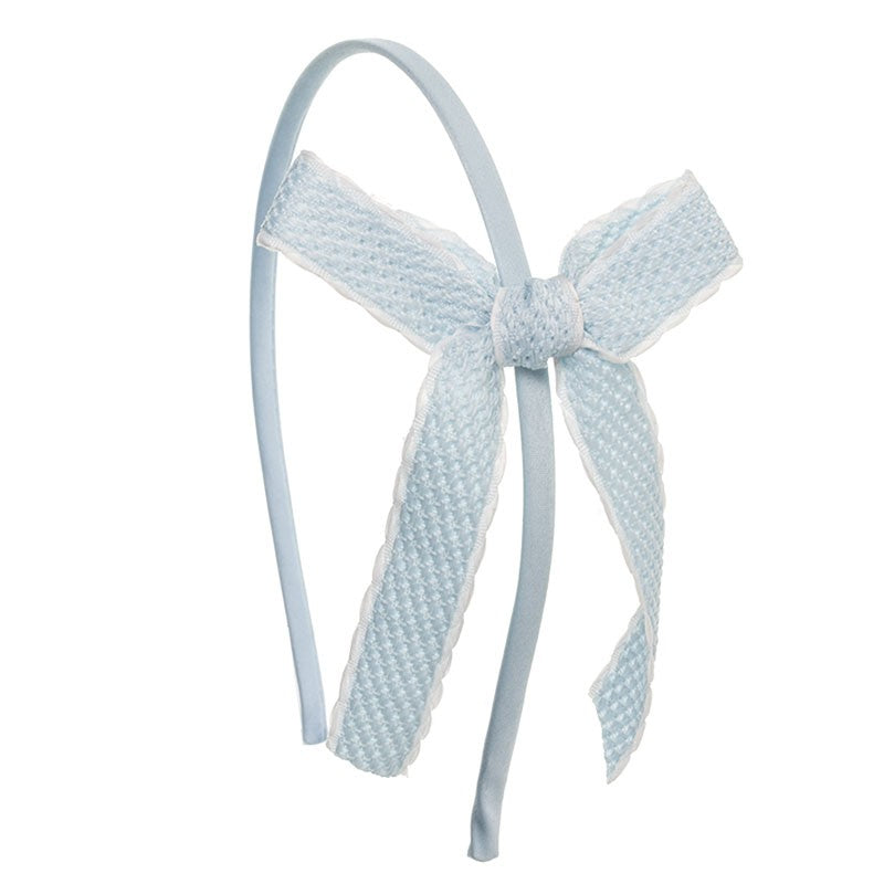 Knitted Bow Hairband - Light Blue