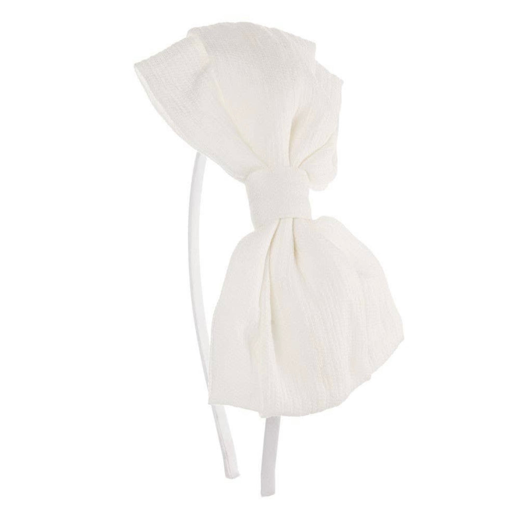 Oversized Bow Hairband - White