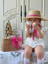 Load image into Gallery viewer, Anastasia Teddy Bear Straw Hat - Raspberry Pink
