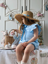 Cargue la imagen en el visor de la galería,Anastasia Teddy Bear Straw Hat - Powder Blue
