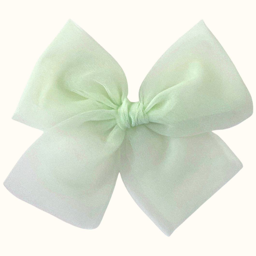 Odette Tulle Bow in Mint - Hair Clip / Bag Bow