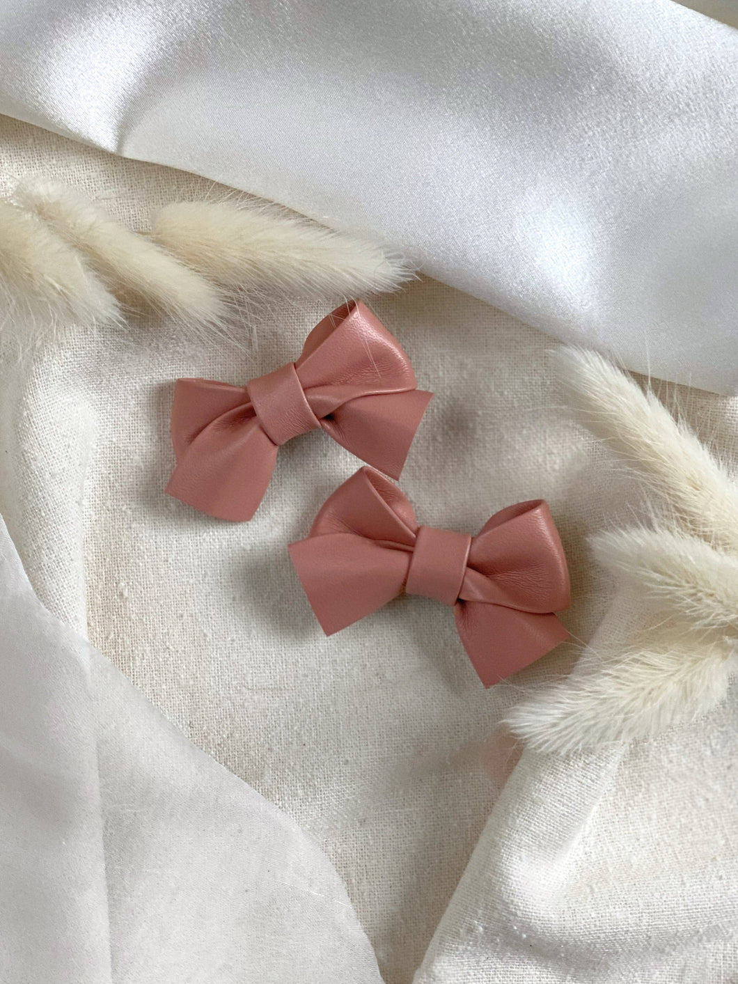 Valentina Mini Faux Leather Bow Hair Clips