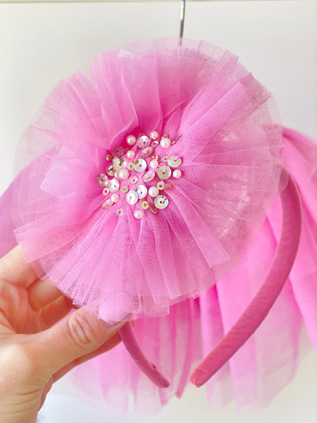 Oversized Tulle headband - Raspberry Pink