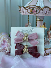 Load image into Gallery viewer, Anastasia Teddy Bear Velvet Hair Bow Clip
