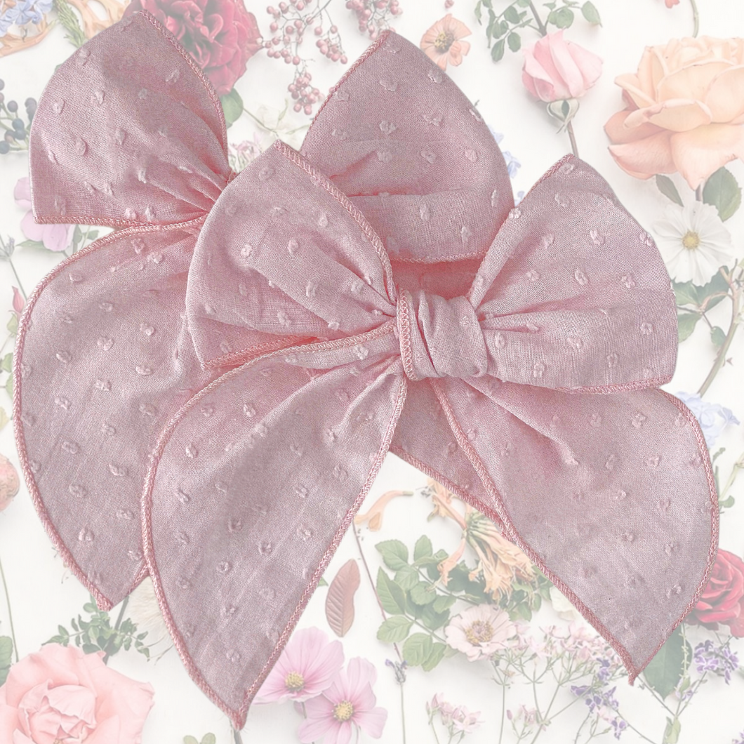 Pink Cotton Fable Bow - Hair Clip / Bag Bow