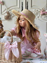 Load image into Gallery viewer, Anastasia Teddy Bear Straw Hat - Baby Pink
