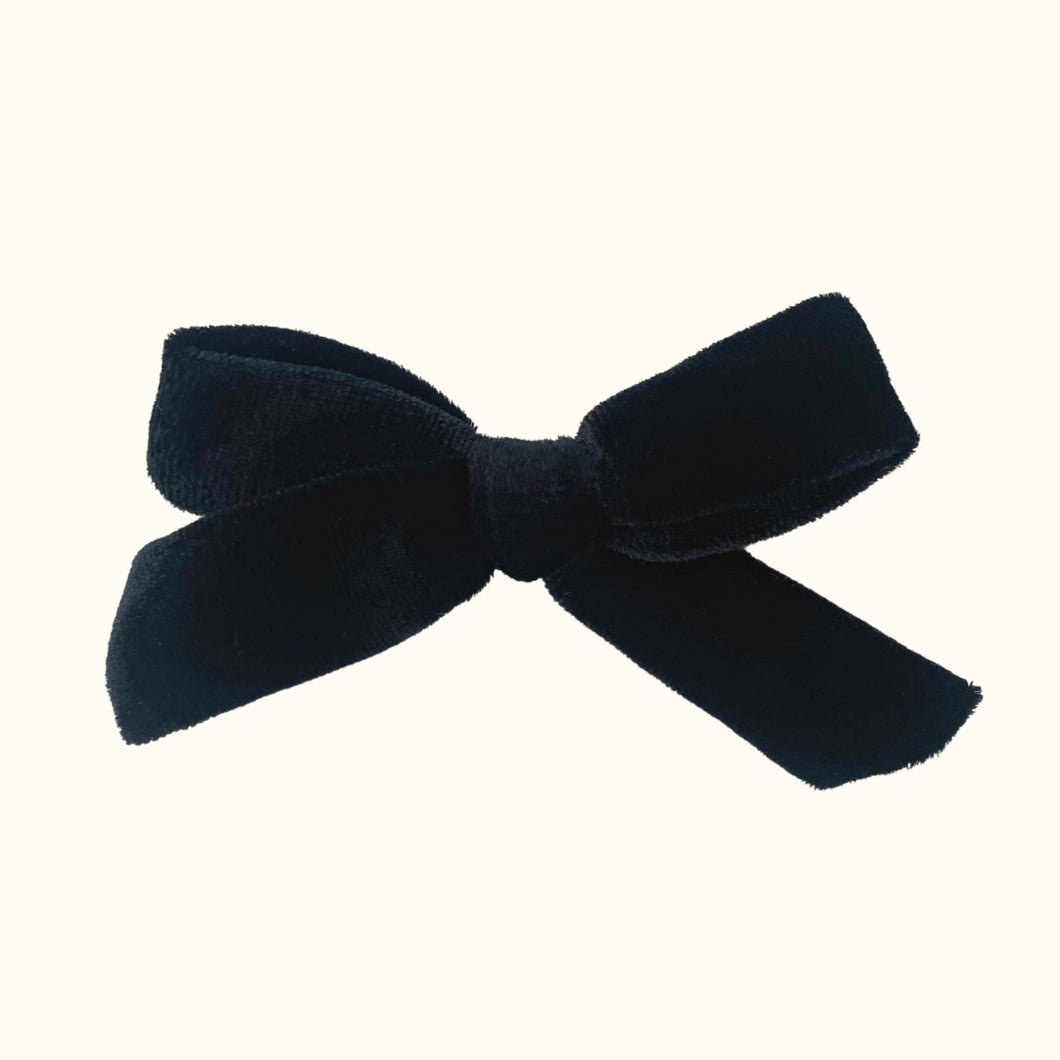 Velour Bow Hair Clip - Black