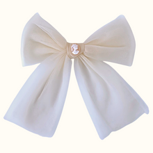 Load image into Gallery viewer, Anaïs Cameo Ivory Tulle Bow - Hair Clip / Bag Bow
