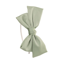 Load image into Gallery viewer, Oversized Satin Bow Hairband - Soft Green
