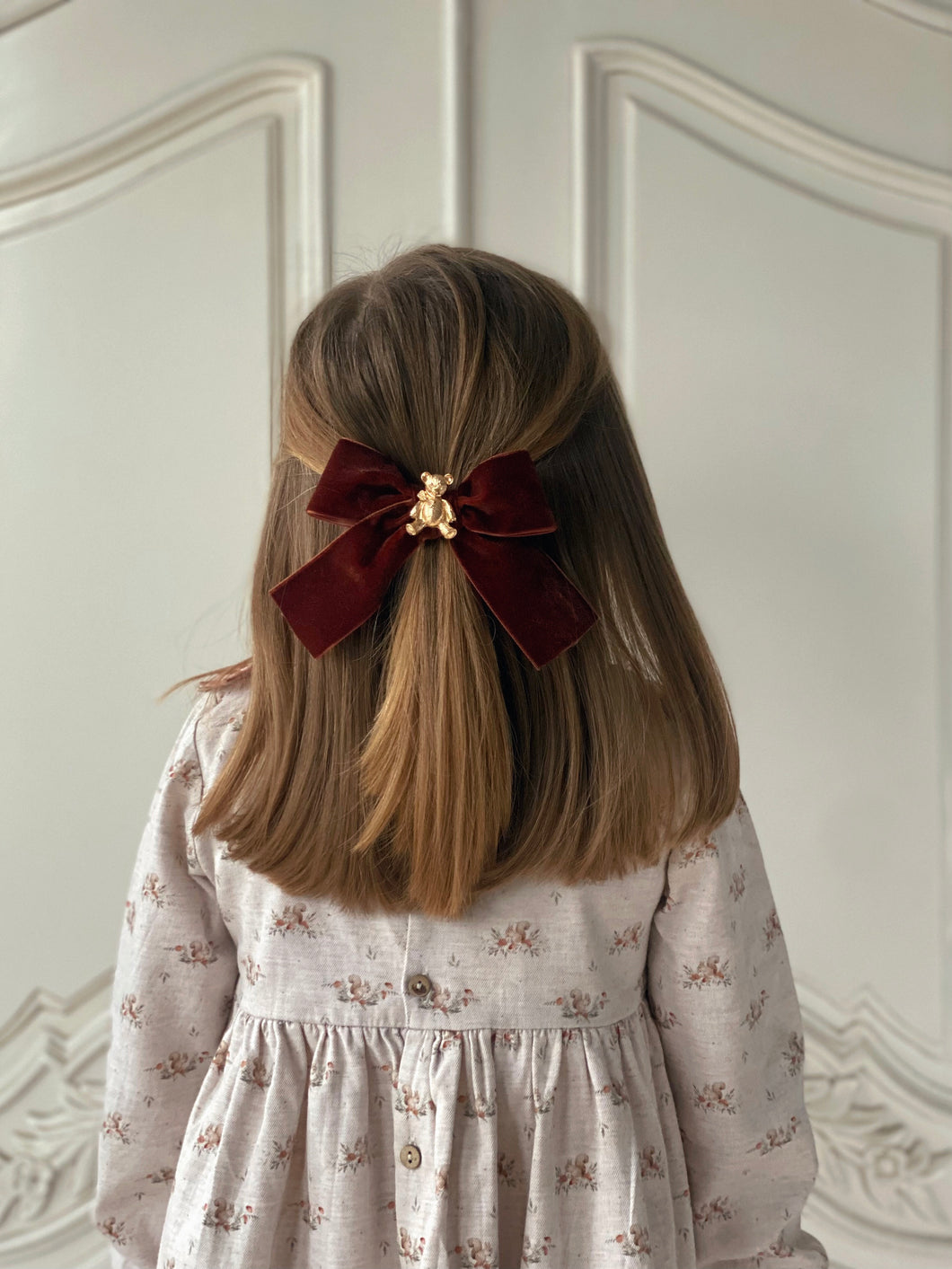 Anastasia Teddy Bear Oversized Velvet Bow - Chocolate Brown