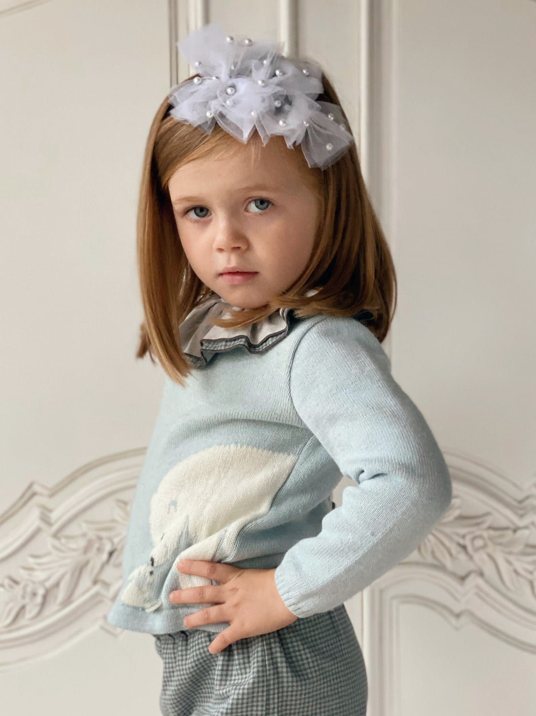 Angeline Tulle Pearl Bow Headband