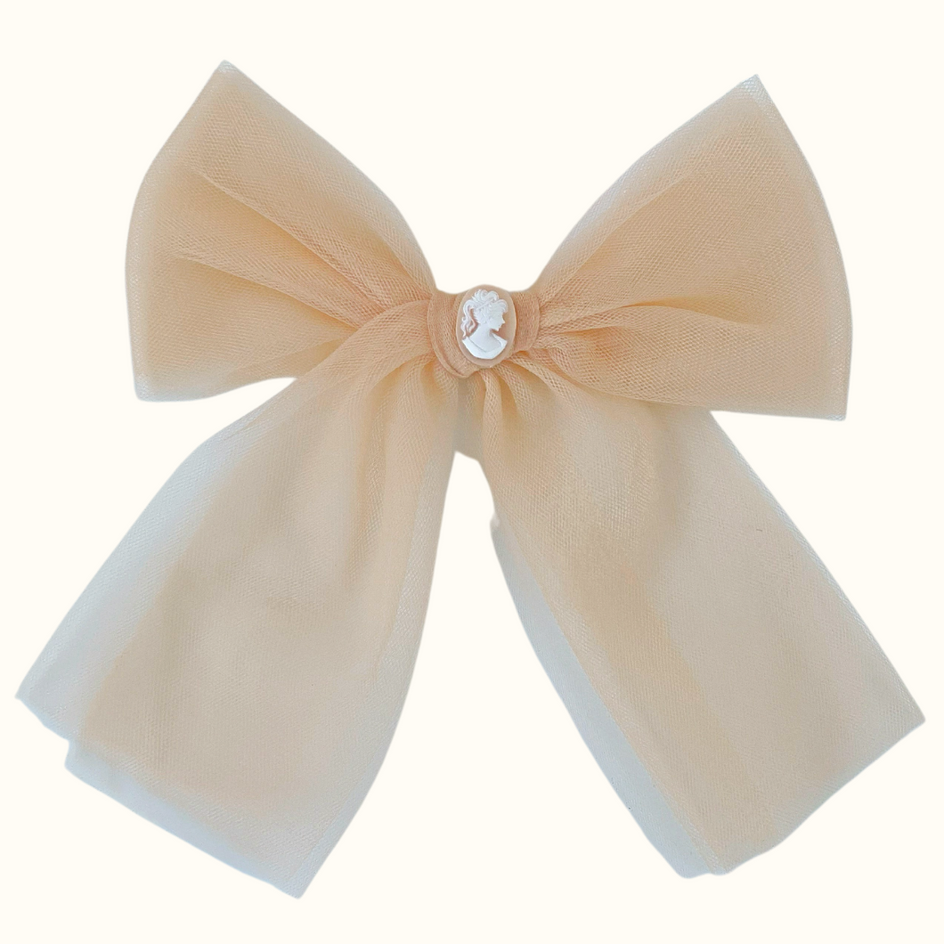 Anaïs Cameo Nude Tulle Bow - Hair Clip