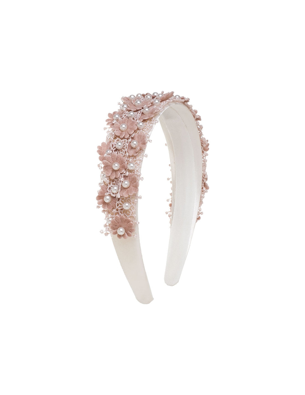 Eloise Pearl Flower Headband - Nude