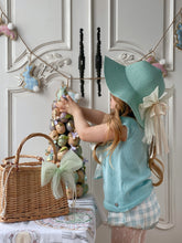 Load image into Gallery viewer, Rachael Tulle Ribbon Bow Straw Sun Hat - Duck Egg
