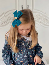 Load image into Gallery viewer, Anastasia Teddy Bear Oversized Velvet Bow - Teal
