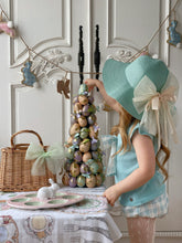 Load image into Gallery viewer, Rachael Tulle Ribbon Bow Straw Sun Hat - Duck Egg
