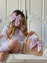 Load image into Gallery viewer, Pink Gingham Fable Bow - Hair Clip / Bag Bow
