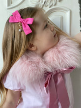 Load image into Gallery viewer, Julia Cotton Bow Teddy Pearl Bow Clip
