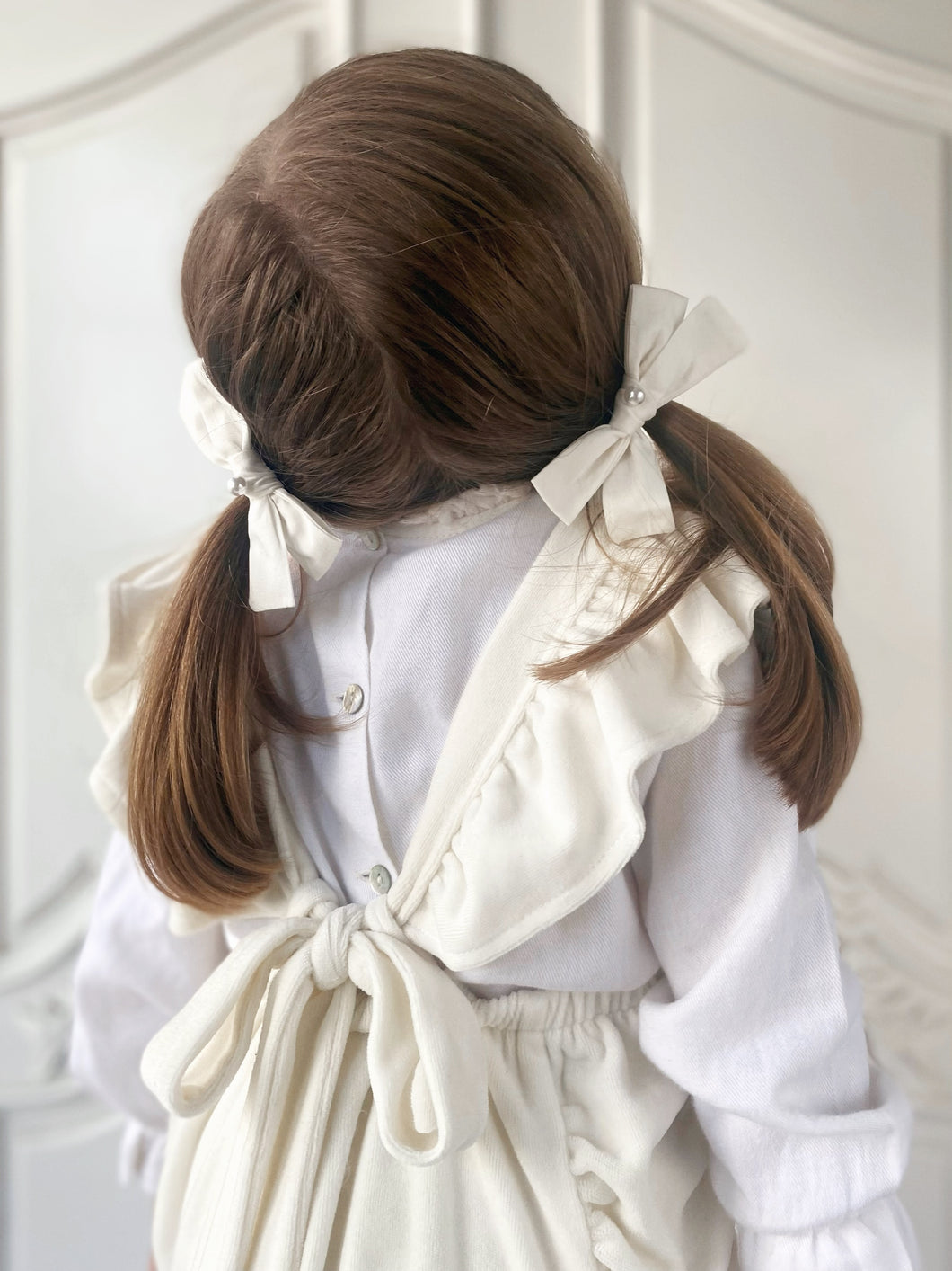 Renée Pearl Cotton Pig tail Bow’s - Ivory