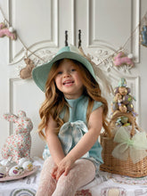 Load image into Gallery viewer, Rachael Tulle Ribbon Bow Straw Sun Hat - Duck Egg
